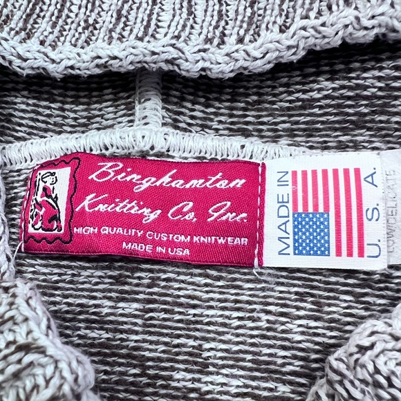 Vintage Binghamton Knitting Co Inc Hooded Cardigan Moose Made in USA Sz XL - Picture 3 of 12